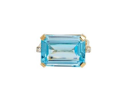Mateo East West Blue Topaz and Diamond Ring