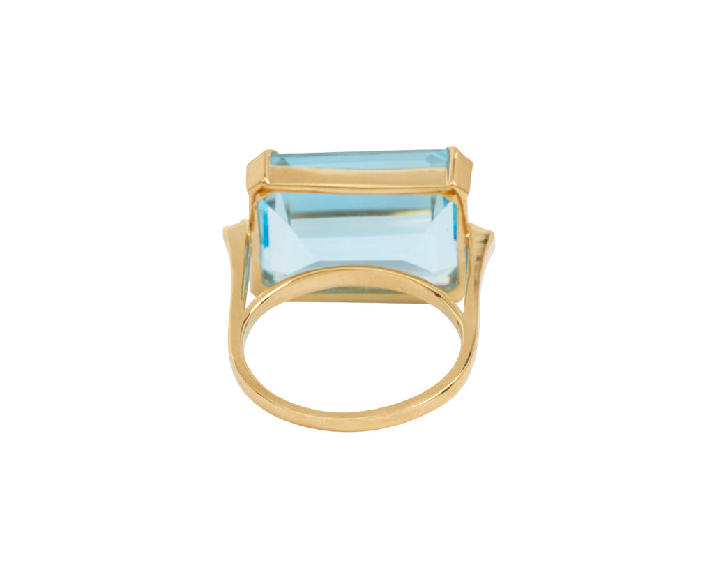 Mateo East West Blue Topaz and Diamond Ring - Back View