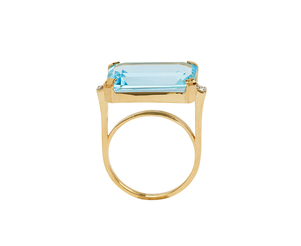 Mateo East West Blue Topaz and Diamond Ring - Top Down View