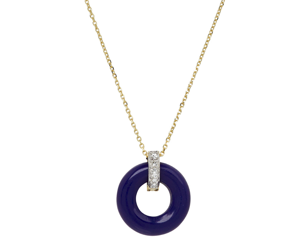 Mateo Lapis and Diamond Donut Pendant Necklace