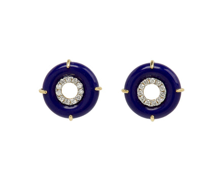 Mateo Lapis and Diamond Donut Stud Earrings