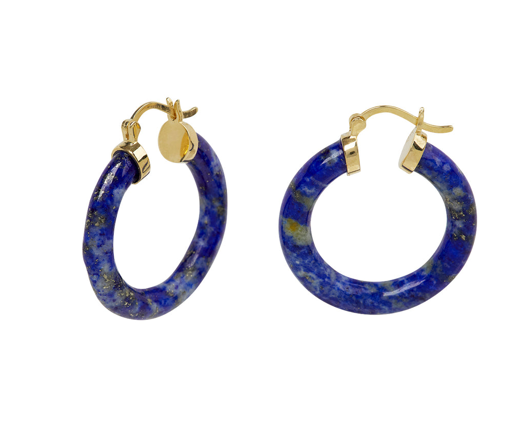 Mateo Lapis Hoop Earrings - Side View