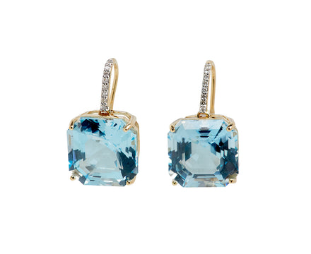 Mateo Blue Topaz and Diamond Drop Earrings