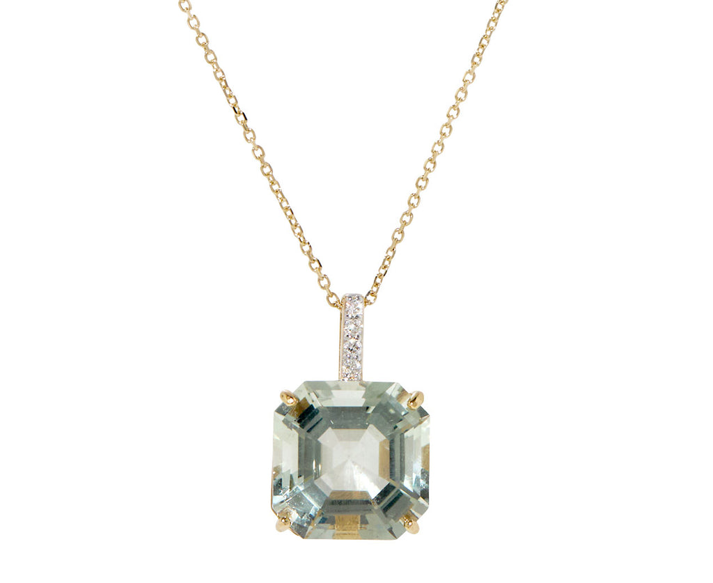 Asscher Cut Green Amethyst Pendant Necklace
