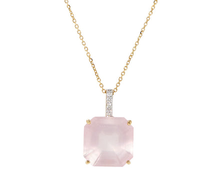 Asscher Cut Pink Topaz Pendant Necklace