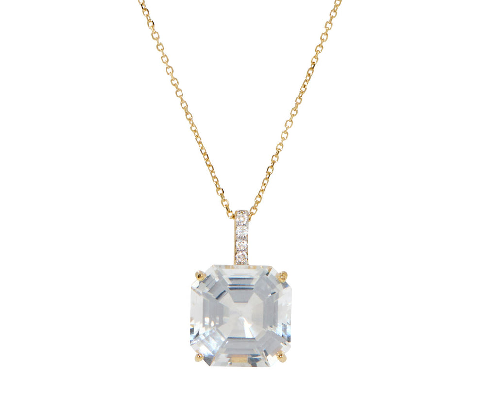Asscher Cut White Topaz Pendant Necklace