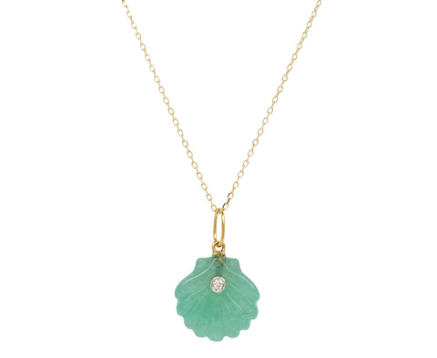 Jade and Diamond Venus Pendant Necklace