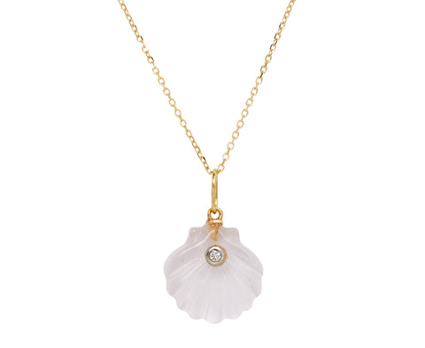 Rose Quartz and Diamond Venus Pendant Necklace