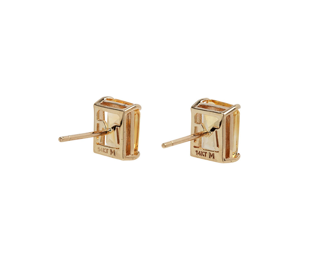 Emerald Cut Citrine Stud Earrings