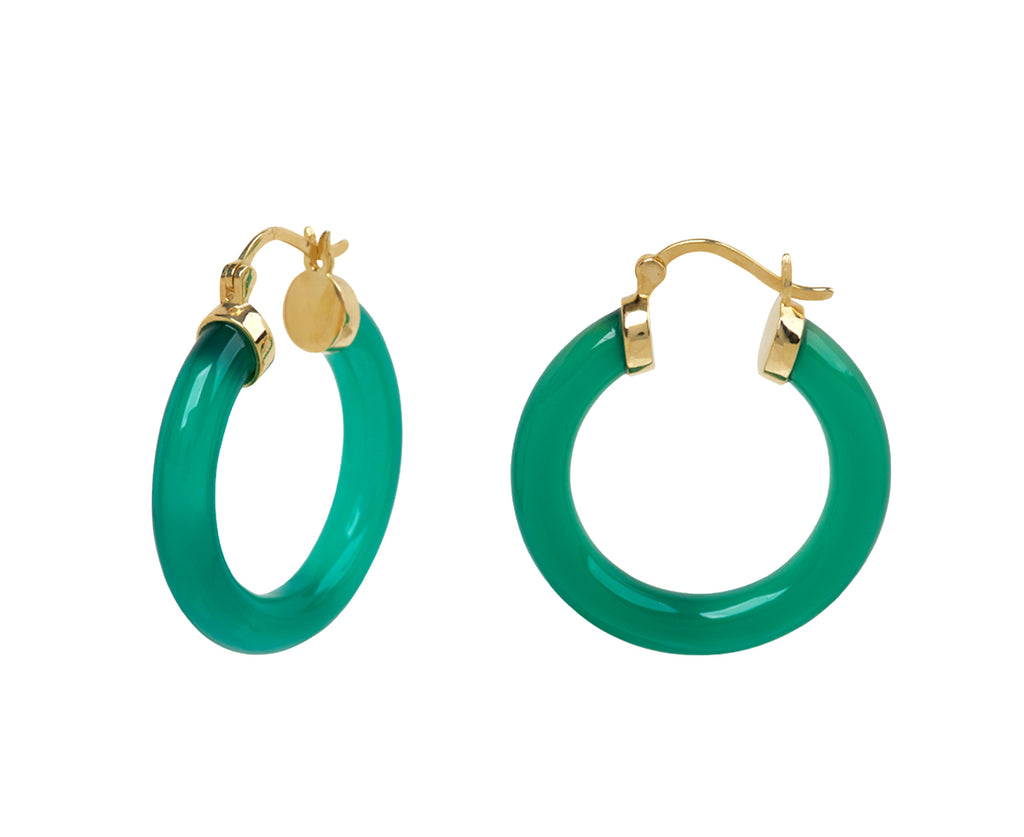 Mateo Green Chalcedony Hoop Earrings - Side View