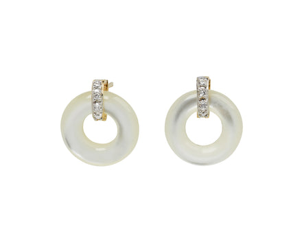 Mateo Mother-of-Pearl and Diamond Door Knocker Earrings