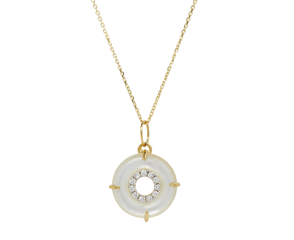 Mateo Mother-of-Pearl and Diamond Donut Pendant Necklace