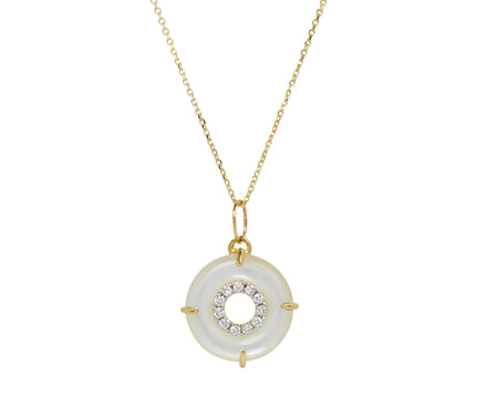 Mateo Mother-of-Pearl and Diamond Donut Pendant Necklace