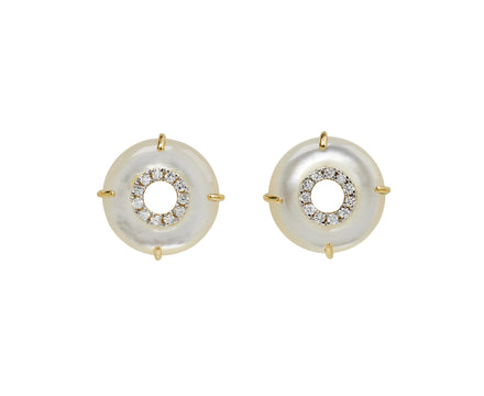 Mateo Mother-of-Pearl and Diamond Donut Stud Earrings