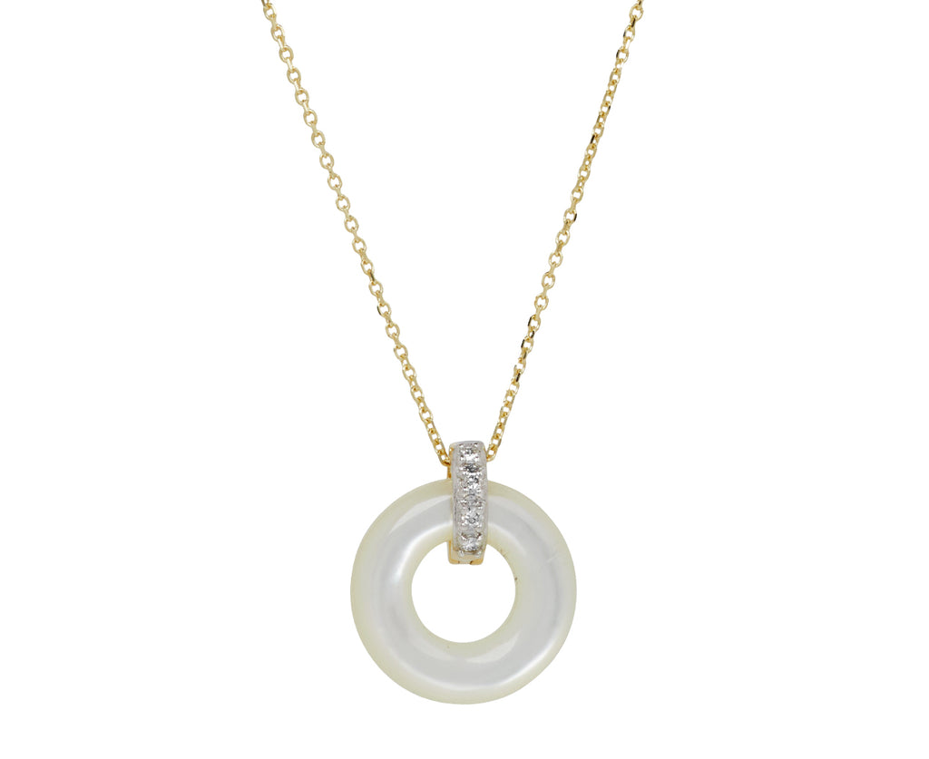 Mateo Mother-of-Pearl and Diamond Donut Pendant Necklace