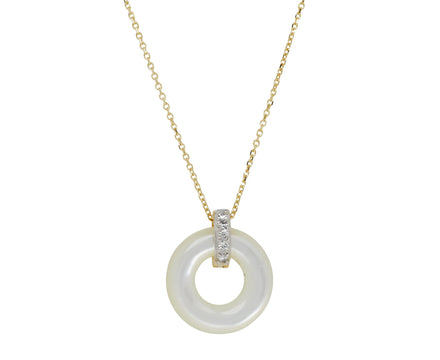 Mateo Mother-of-Pearl and Diamond Donut Pendant Necklace