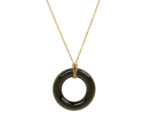 Black Onyx Donut Pendant Necklace