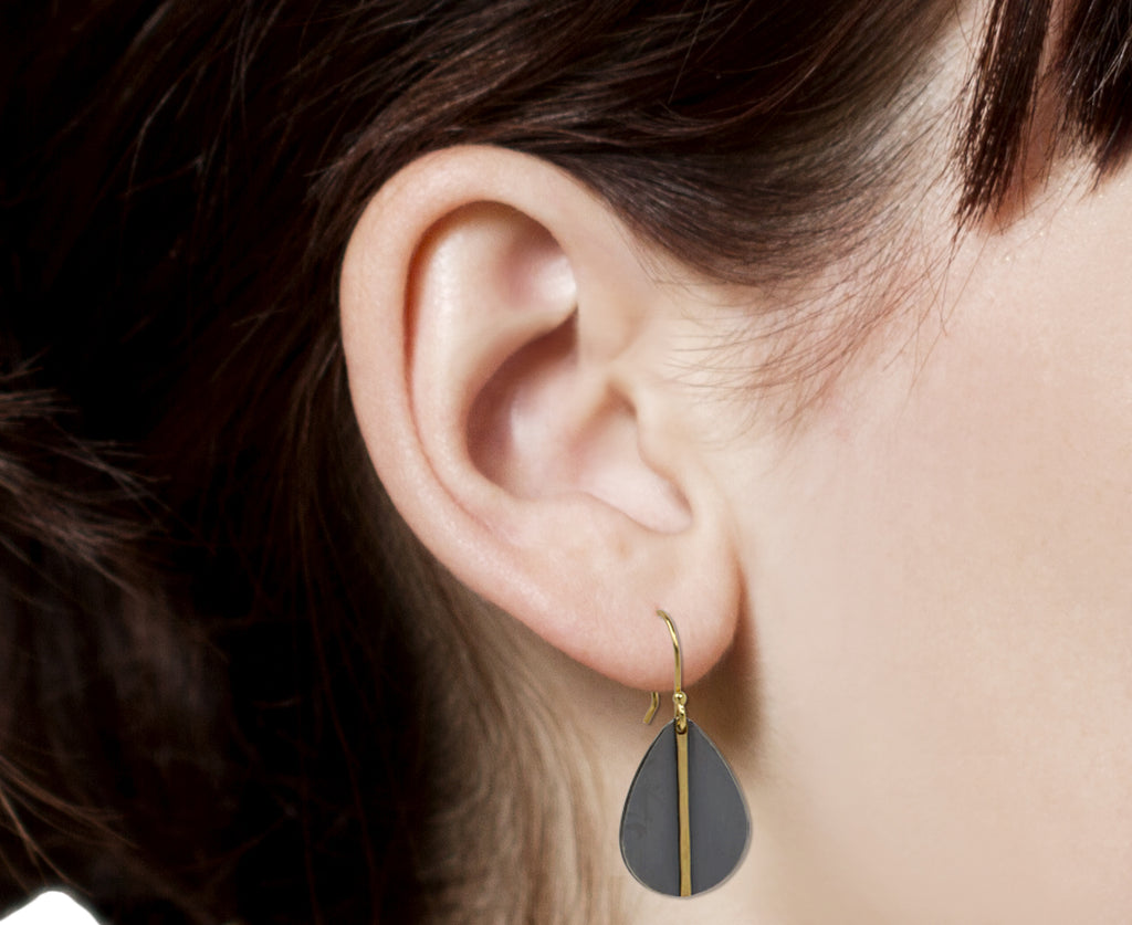 Sarah McGuire Two-Tone Mod Teardrop Earrings - Profile Closeup