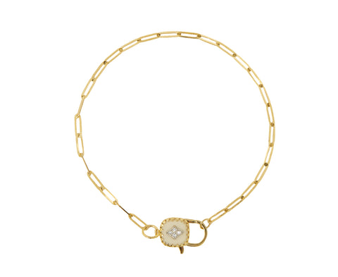 Pascale Monvoisin White Resin and Diamond Ginger Bracelet