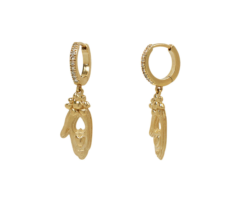Pascale Monvoisin Palerme Creole White Pearl Hoop Earrings - Closeup