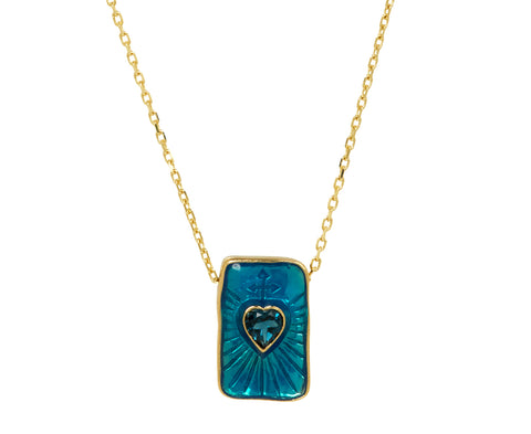 Pascale Monvoisin Deva Blue Topaz Heart Pendant Necklace