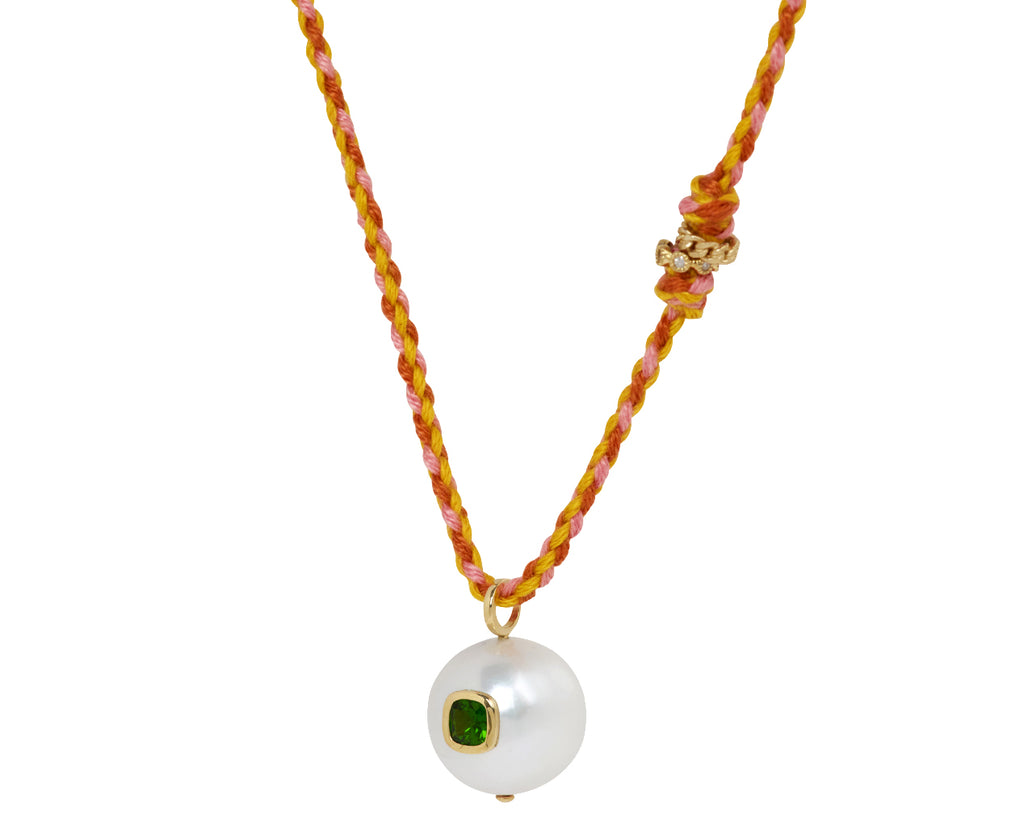 Pascale Monvoisin Pearl and Diopside Eddie Pendant Necklace - Angled View