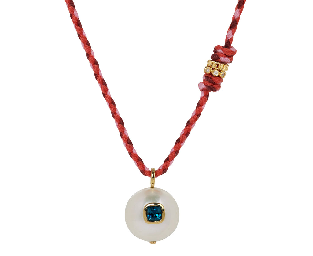 Pascale Monvoisin Pearl and Blue Topaz Eddie Pendant Necklace