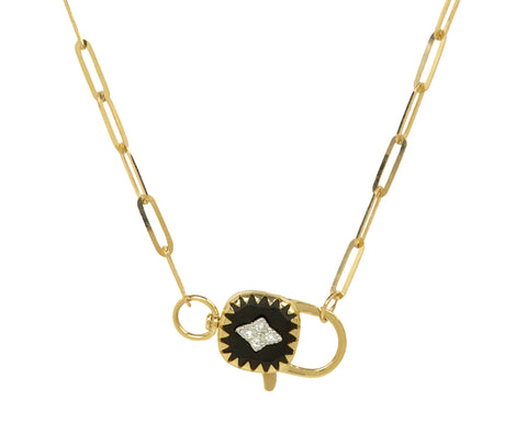 Pascale Monvoisin Black Resin and Diamond Ginger Pendant Necklace