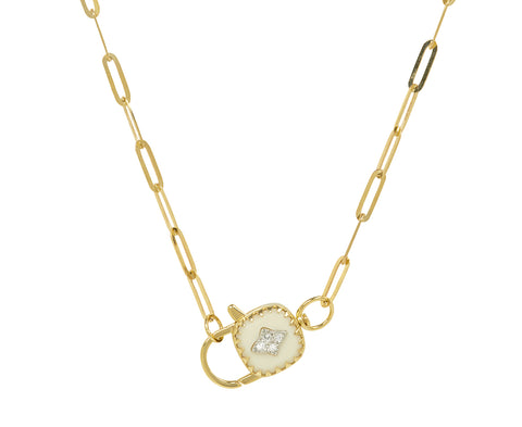 Pascale Monvoisin White Resin and Diamond Ginger Pendant Necklace