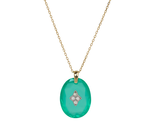 Pascale Monvoisin Green Resin and Diamond Gina Pendant Necklace