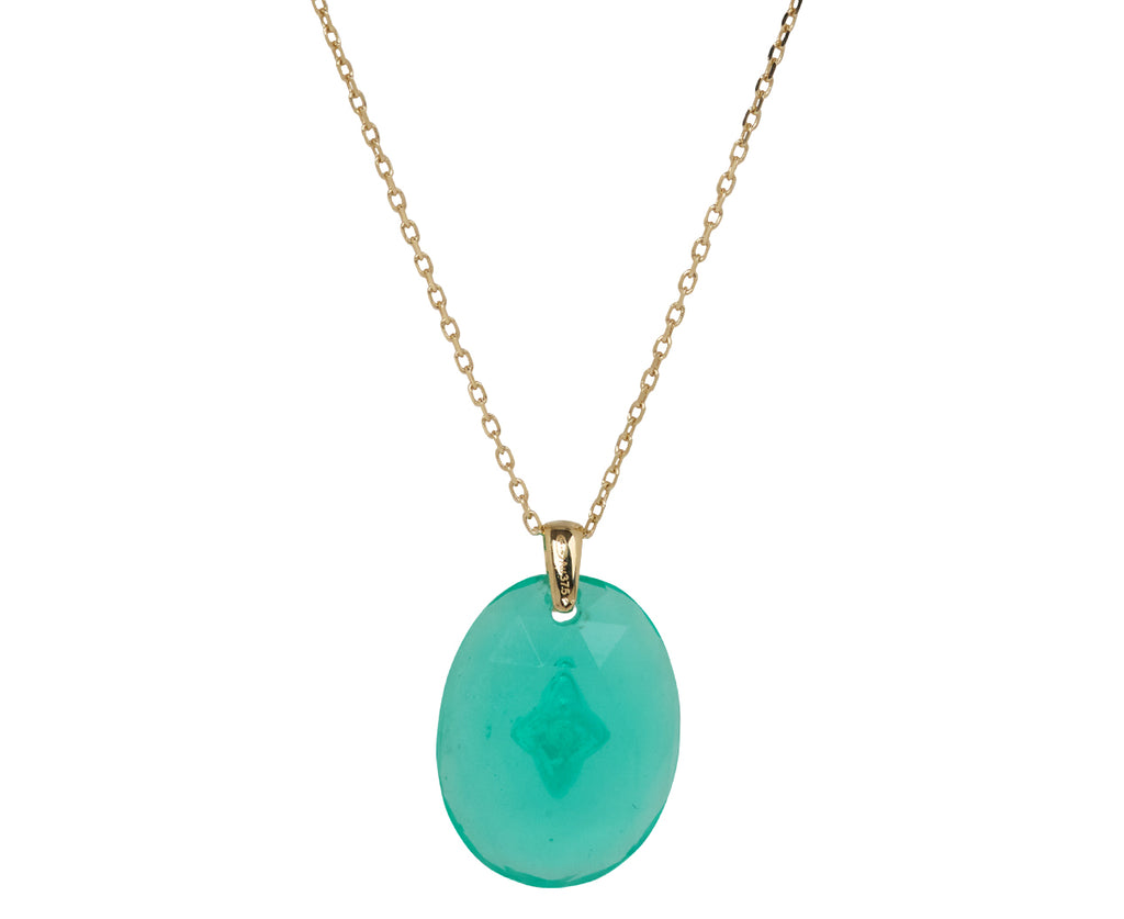 Pascale Monvoisin Green Resin and Diamond Gina Pendant Necklace - Back View
