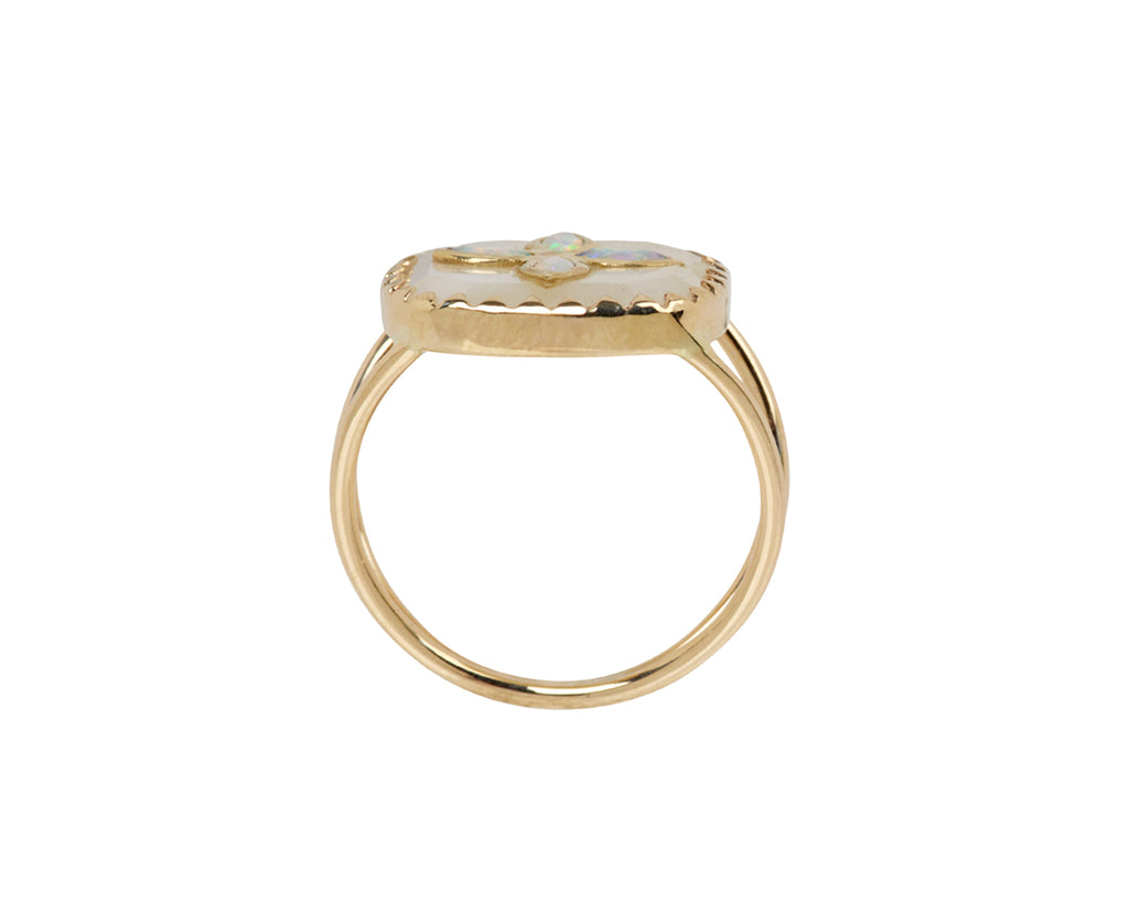 Pascale Monvoisin Moonstone and Opal and Diamond Bowie N°2 Ring - Top Down View