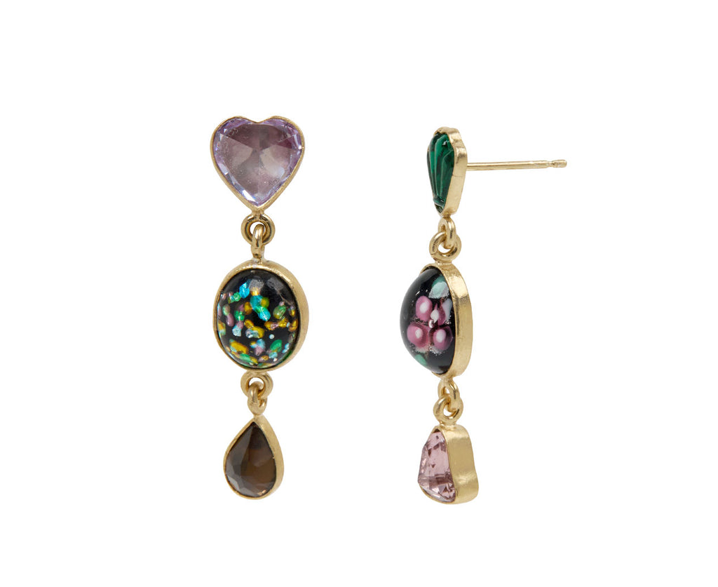 Grainne Morton Three Vintage Charm Drop Earrings - Closeup