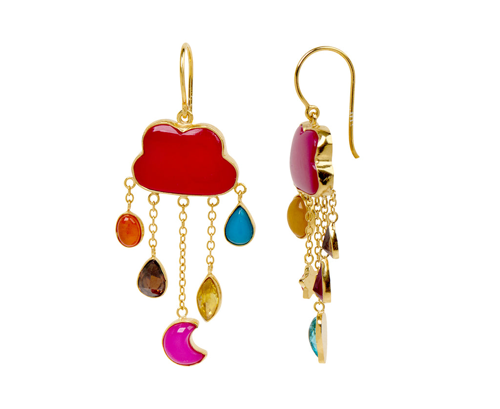 Grainne Morton Cloud and Rain Chain Drop Earrings - Closeup
