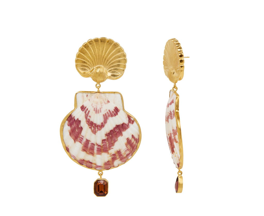 Grainne Morton Scallop Drop Earrings - Closeup