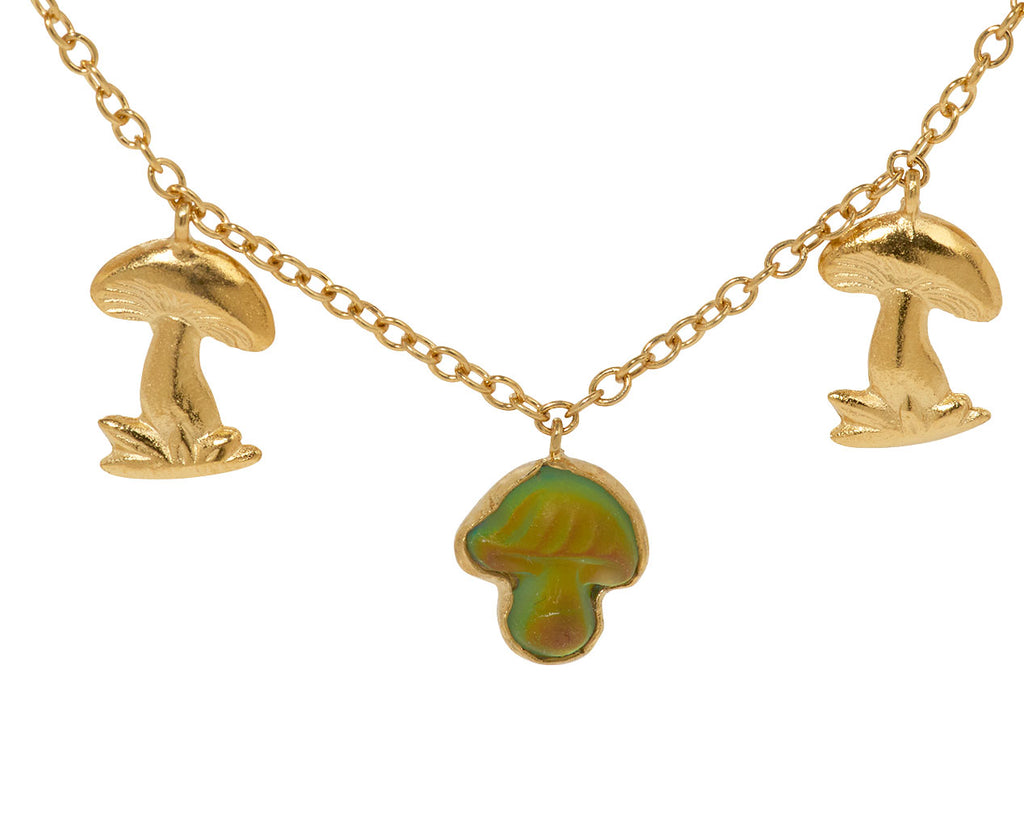 Grainne Morton Nine Mini Mushroom Charm Necklace - Closeup