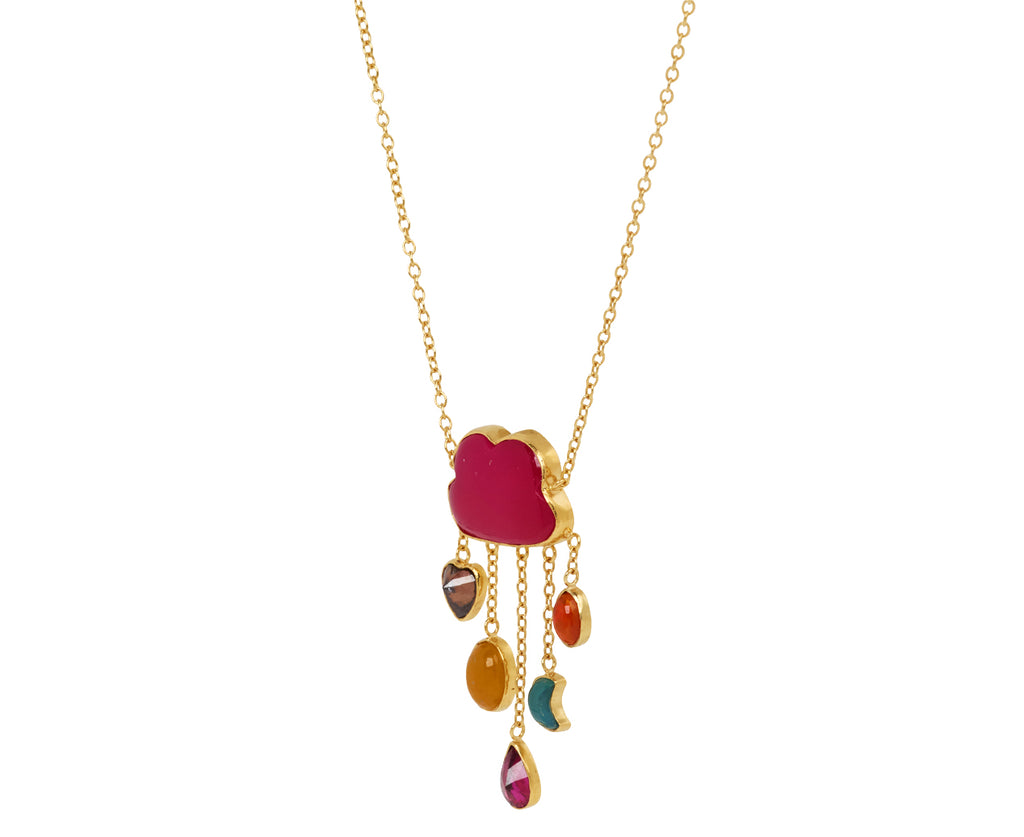 Grainne Morton Carnelian Cloud and Vintage Charms Rain Drop Necklace - Angled View
