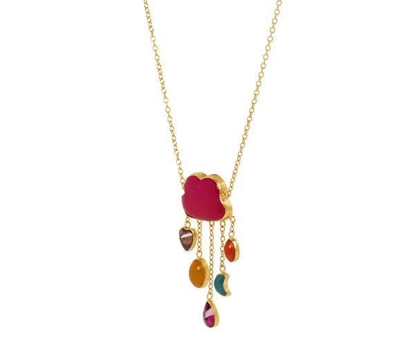 Grainne Morton Carnelian Cloud and Vintage Charms Rain Drop Necklace