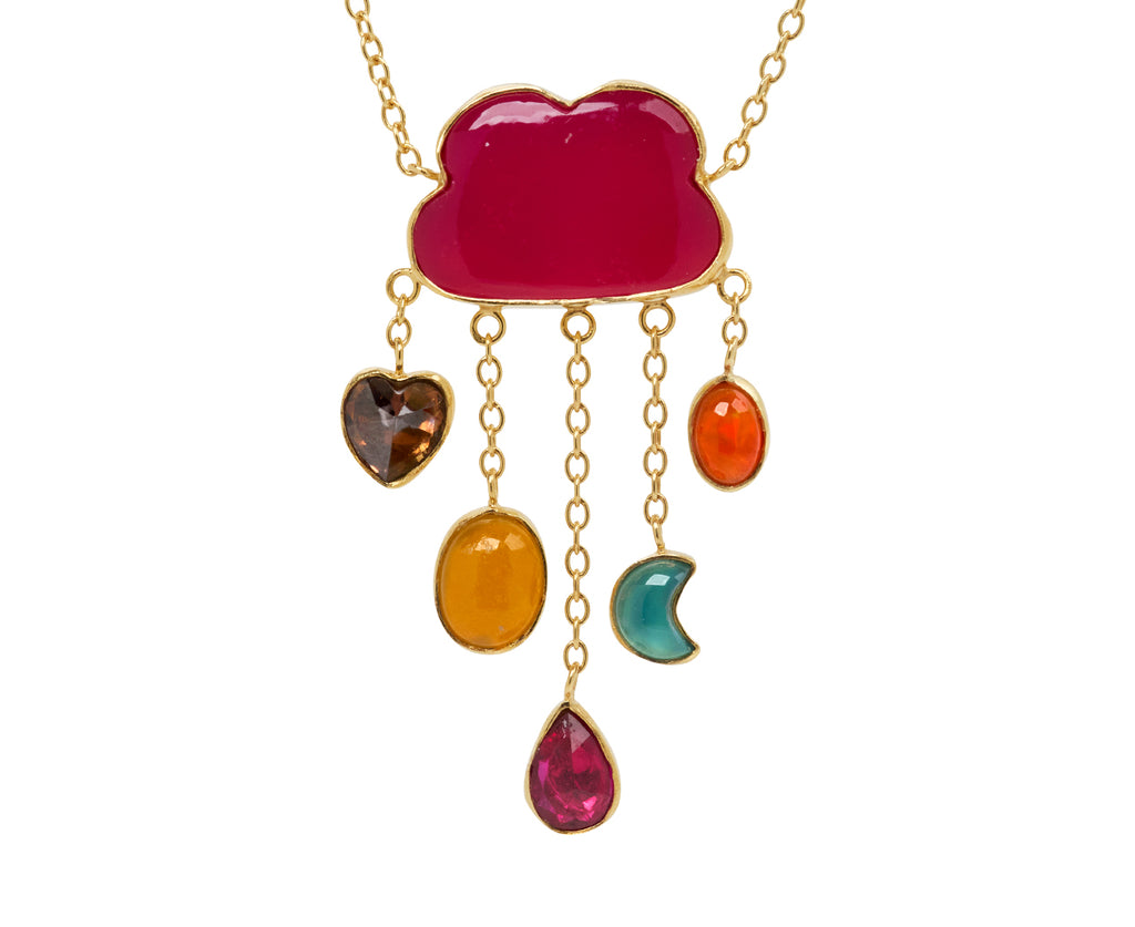 Grainne Morton Carnelian Cloud and Vintage Charms Rain Drop Necklace - Closeup