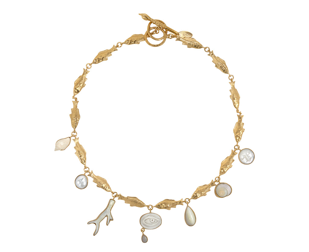 Grainne Morton Fish Multi Charm Necklace - Top Down View