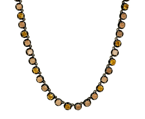 Nak Nakard Armstrong Small Georgian Peach Moonstone and Citrine Rivière Necklace