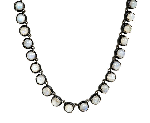 Nak Nakard Armstrong Large Georgian Rainbow Moonstone Rivière Necklace