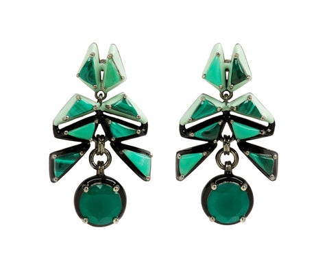 Nak Nakard Armstrong Chrysoprase, Malachite and Green Onyx Swallowtail Earrings
