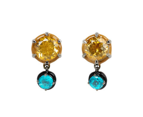 Citrine and Apatite Spyglass Earrings
