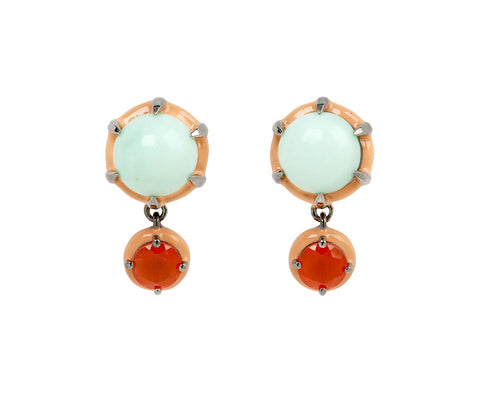 Chrysoprase and Carnelian Spyglass Earrings