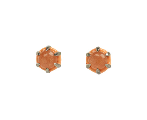 Nak Nakard Armstrong Georgian Estate Peach Moonstone Stud Earrings
