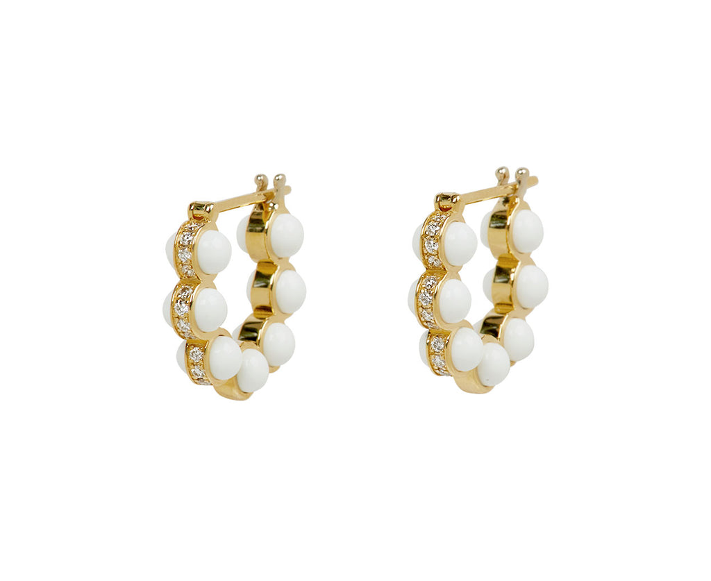 White Onyx and Diamond The Carbon 1 Hoop Earrings