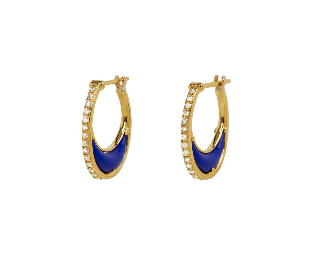 L'Atelier Nawbar Lapis and Diamond Bloop Moon 2 Hoop Earrings