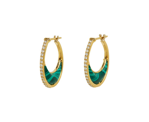 Malachite and Diamond Bloop Moon Earrings - TWISTonline