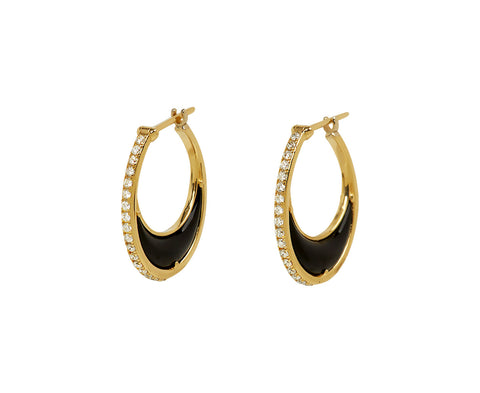 Onyx and Diamond Bloop Moon Earrings - TWISTonline